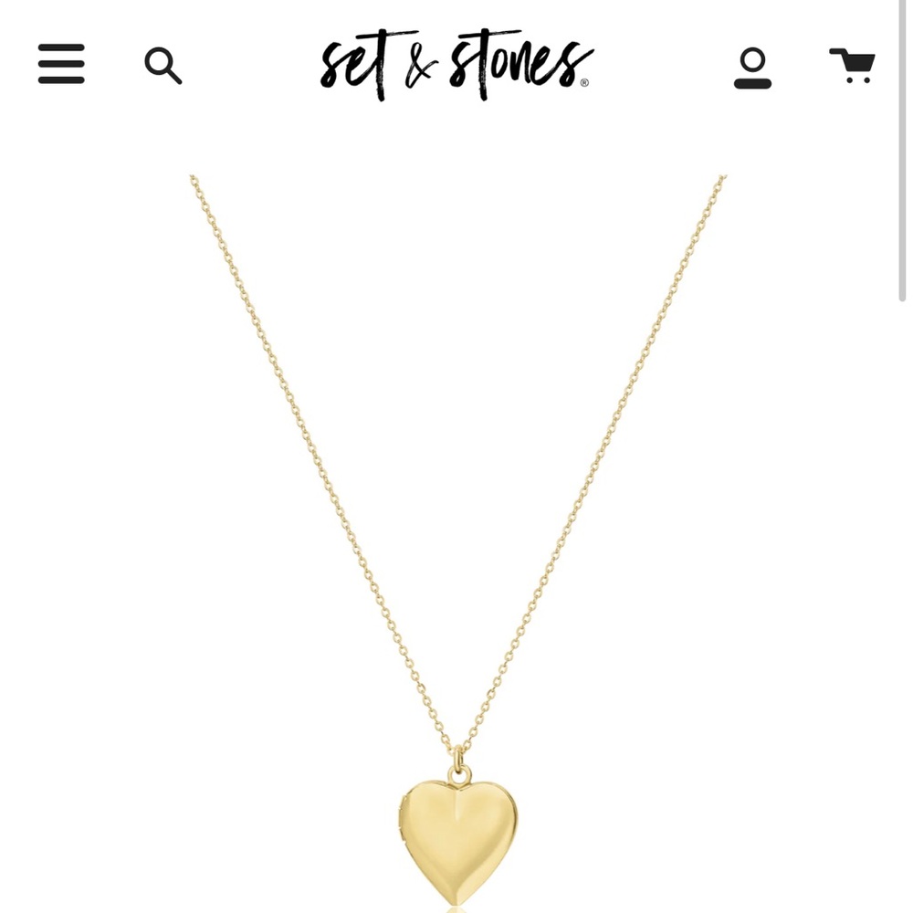 NWT Set and Stones Heart Locket Necklace